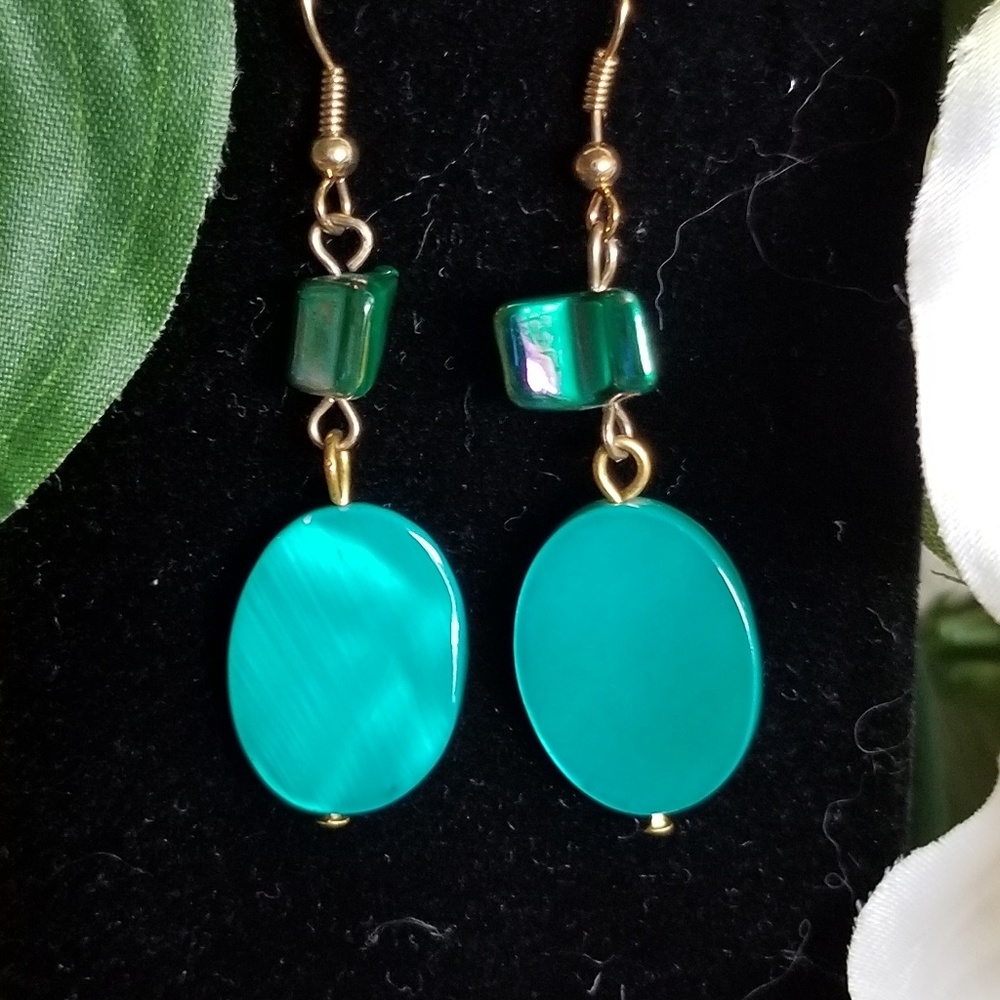 Green Dangle Earrings #109